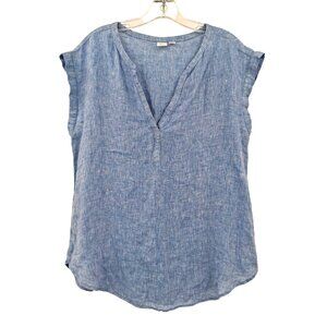 Gap Womens Blue Linen Sleeveless Top Size S
